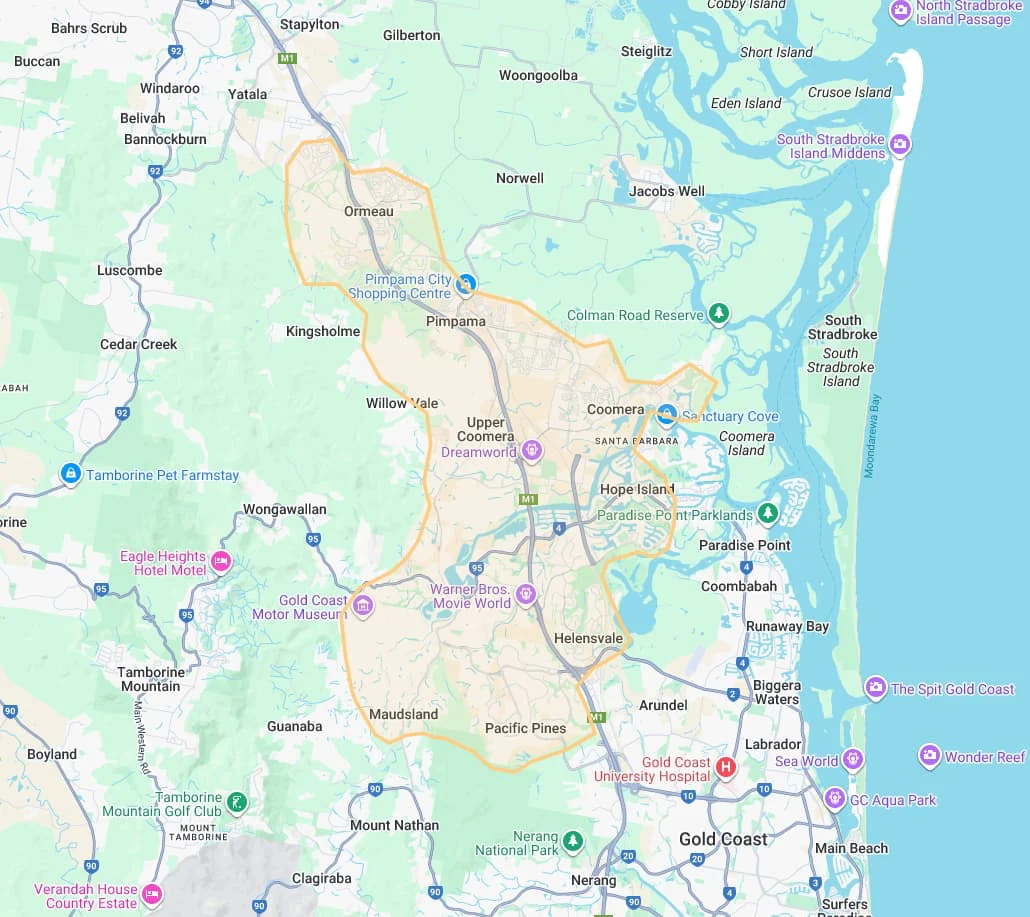 Map showing Little Minds Grow service area